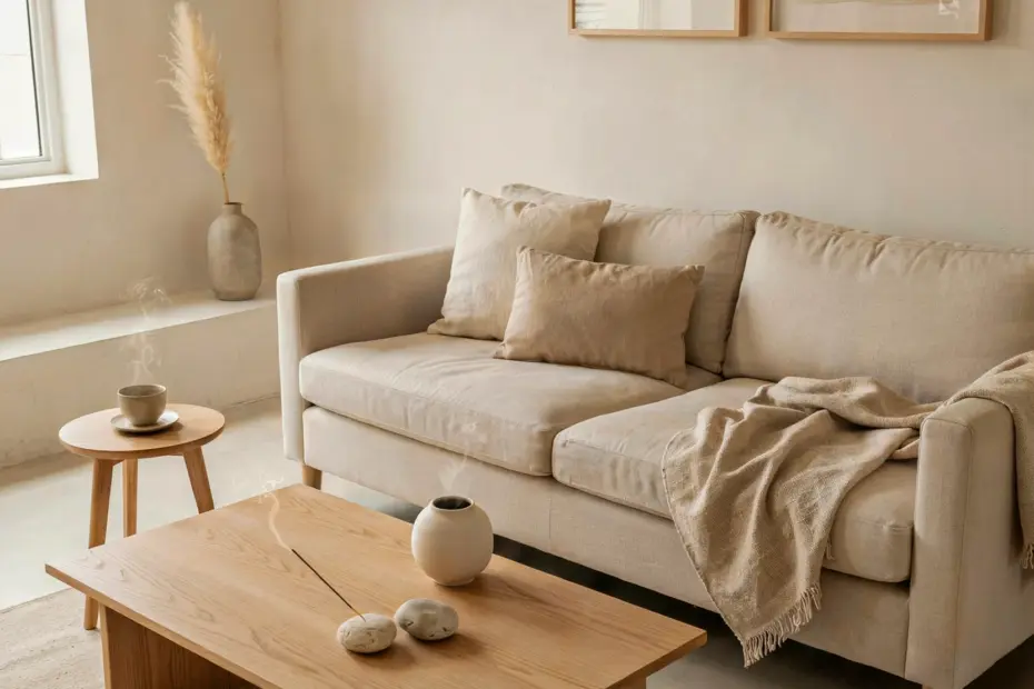 Cozy Neutral Living Room Aesthetic | Warm Scented Decor for Calm | Simple Aromatic Home Ideas