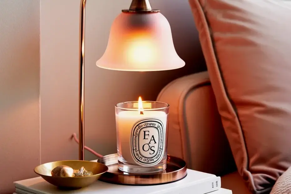 Candle Warmer Lamp Before & After: Diptyque Candle in Rose Gold Lamp Holder