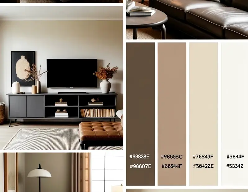 Neutral Living Room Mood Board - Cozy Beige, Gray & Brown Decor Ideas