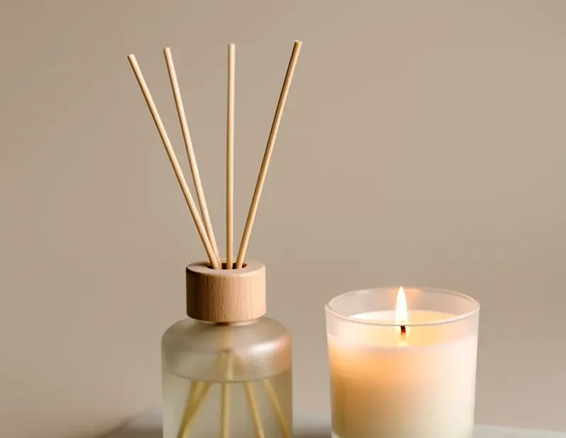 Reed Diffuser and Candle Set for Calm, Cozy Aromatherapy | Minimalist Marble Decor