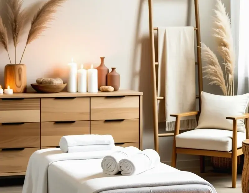 Cozy Scented Space on a Budget | Minimalist Spa Room with Candles & Pampas Grass