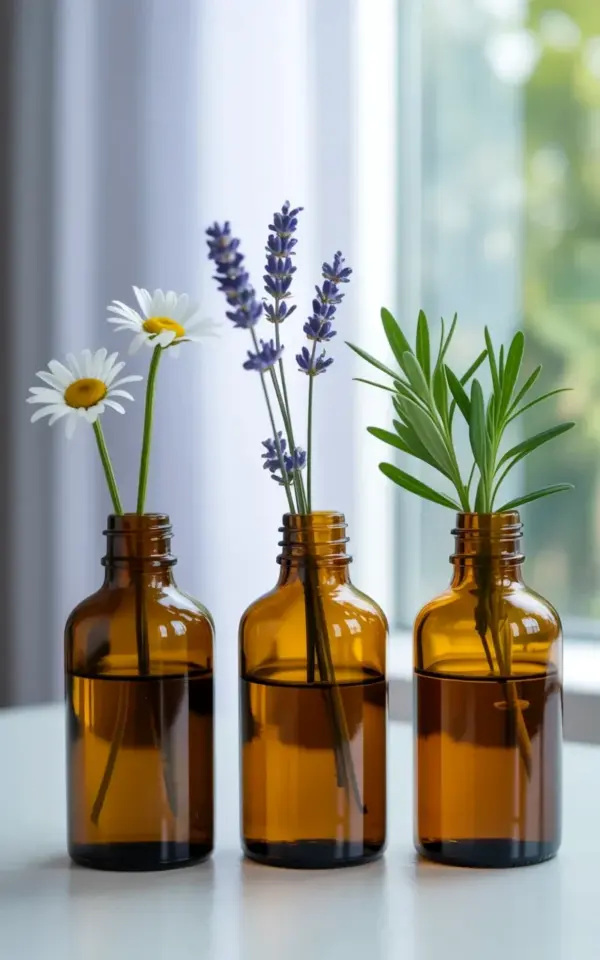 Amber Glass Bottles with Flowers: Budget DIY Vase Display