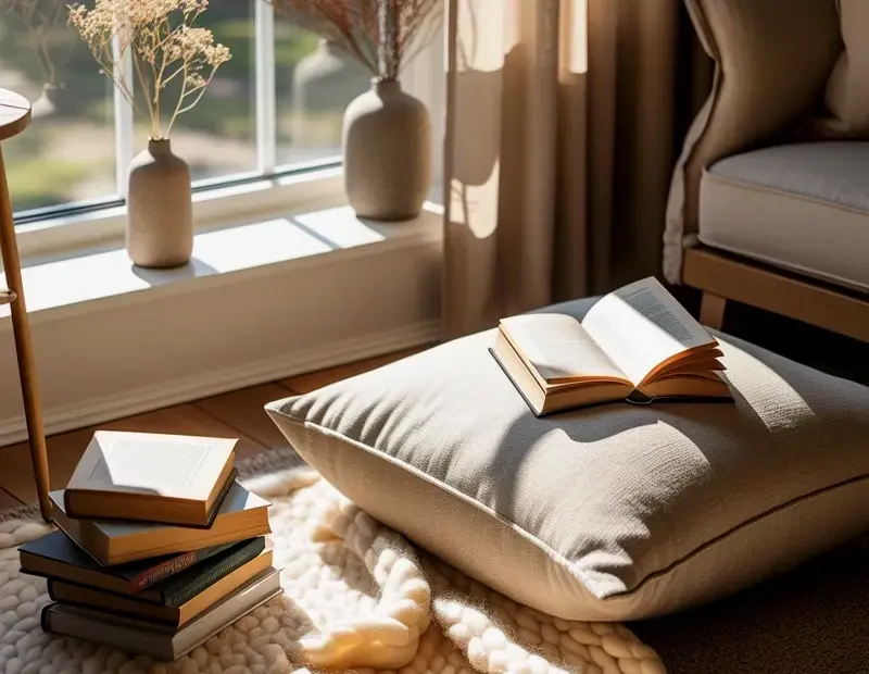 Cozy Reading Nook on a Budget – Floor Cushion, Chunky Blanket & Natural Light