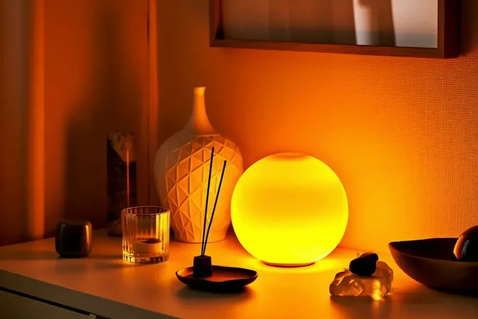 Aromatic Home Candle & Diffuser Decor Ideas with a Warm Glowing Sphere and Crystals
