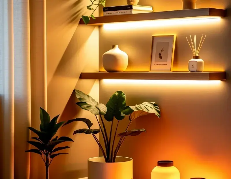 Diffuser Shelf Decor Mistake: Don't Skip Warm Lighting Like I Did