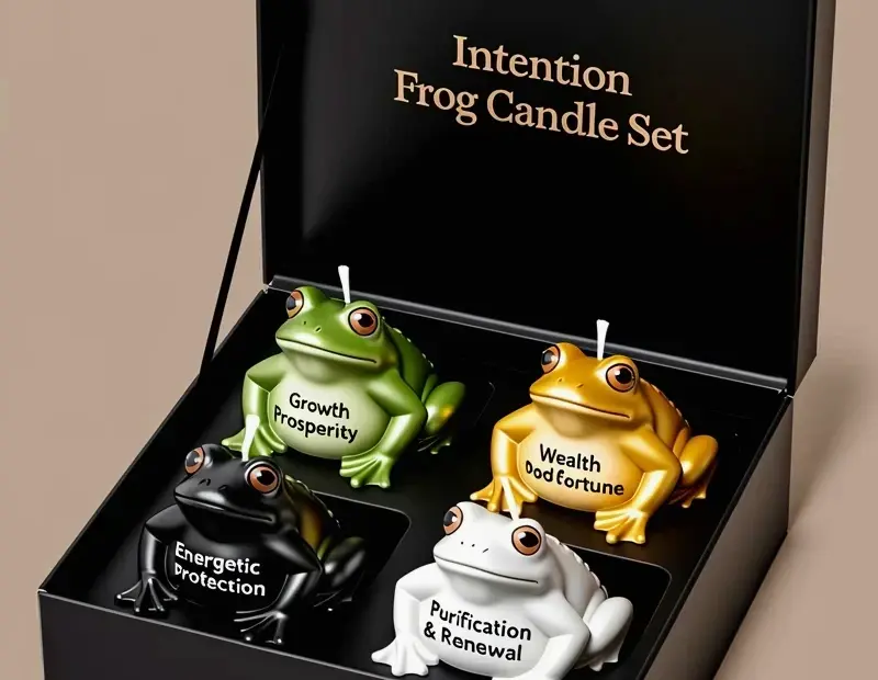 Frog Candles for Manifestation | Intention Candle Set with Growth, Wealth, Protection & Purification