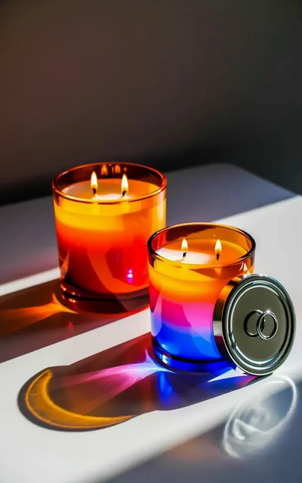 These rainbow gradient double wick candles are stunning, but don't forget to light both wicks!