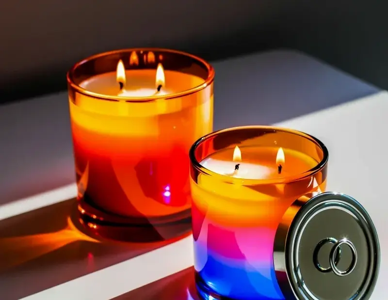 These rainbow gradient double wick candles are stunning, but don't forget to light both wicks!